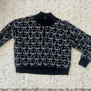 Maeve Black and White Bow Knit Sweater
